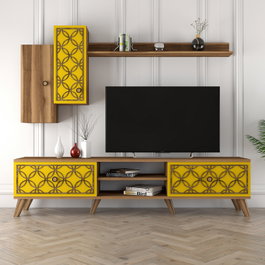Hanah Home Unidad de TV Clase S - Nogal y Amarillo